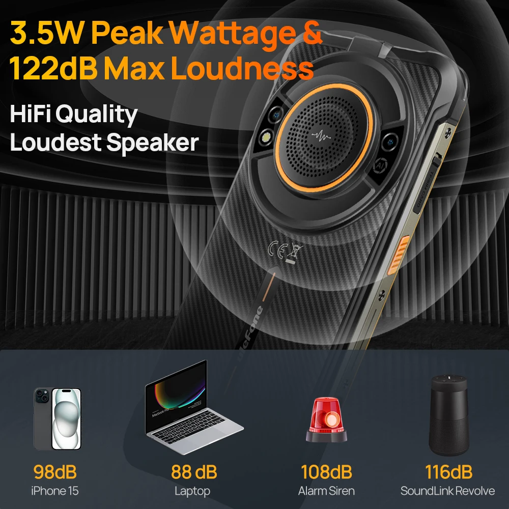 Ulefone Power Armor 16S Rugged Smartphone, wasserdicht, NFC, 16 GB+128 GB, 50 MP Kamera, 9.600 mAh Akku, Android 13 – Bild 2