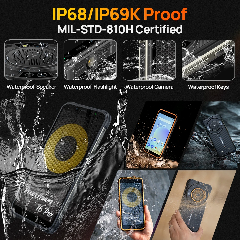 Ulefone Power Armor 16S Rugged Smartphone, wasserdicht, NFC, 16 GB+128 GB, 50 MP Kamera, 9.600 mAh Akku, Android 13 – Bild 6