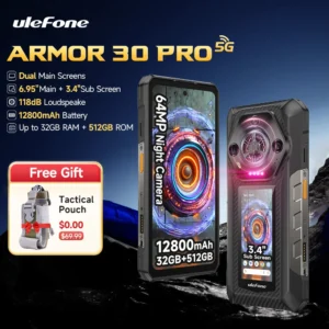 Ulefone Armor 30 Pro 5G Outdoor-Smartphone, 6,95" 120Hz, 512GB Speicher, 12.800mAh Akku, 64MP Nachtsichtkamera