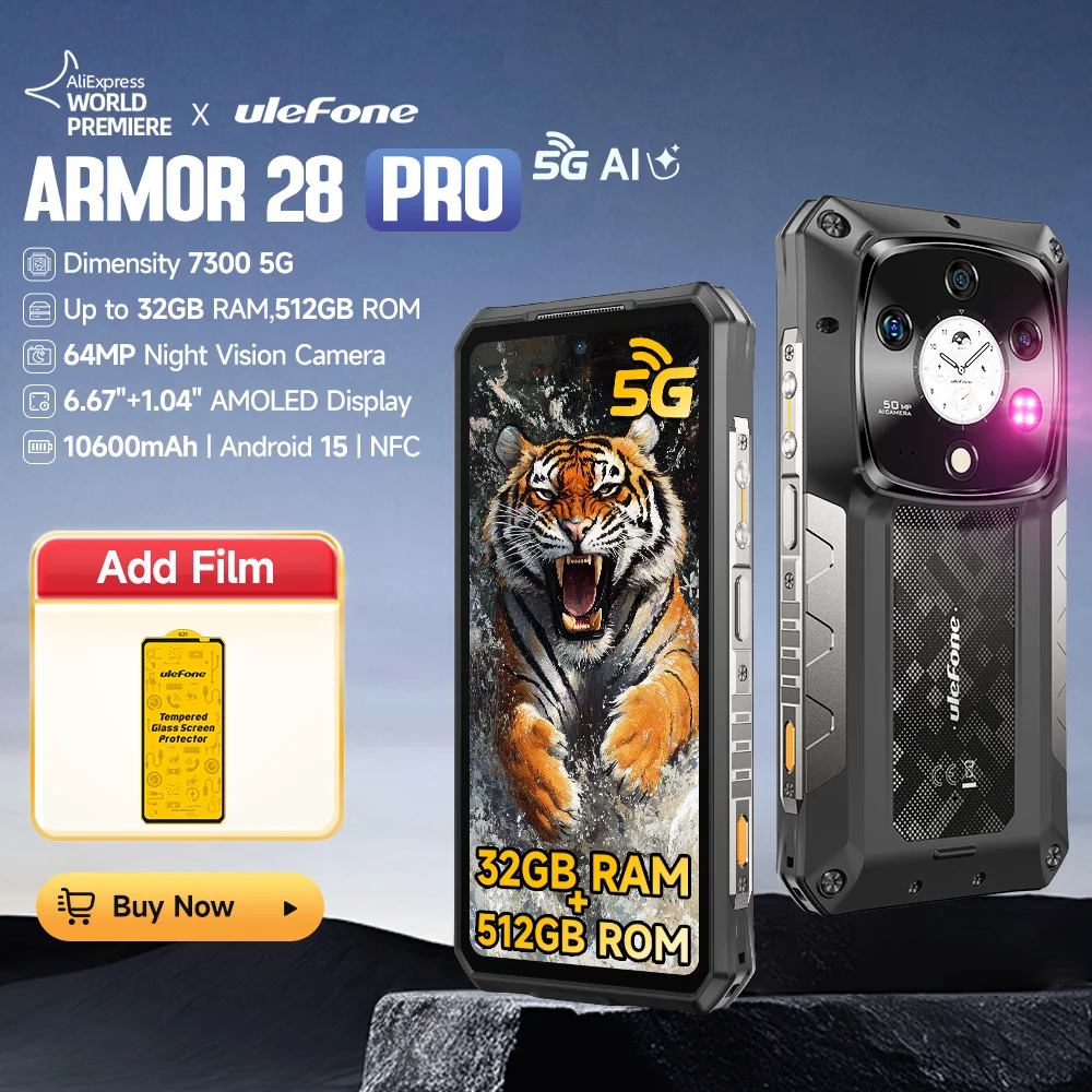 Ulefone Armor 28 Pro 5G Rugged Smartphone, 6,67" AMOLED, 512 GB ROM, 10600 mAh Akku, 120 W, MTK Dimensity 7300, 64 MP Kamera – Bild 8