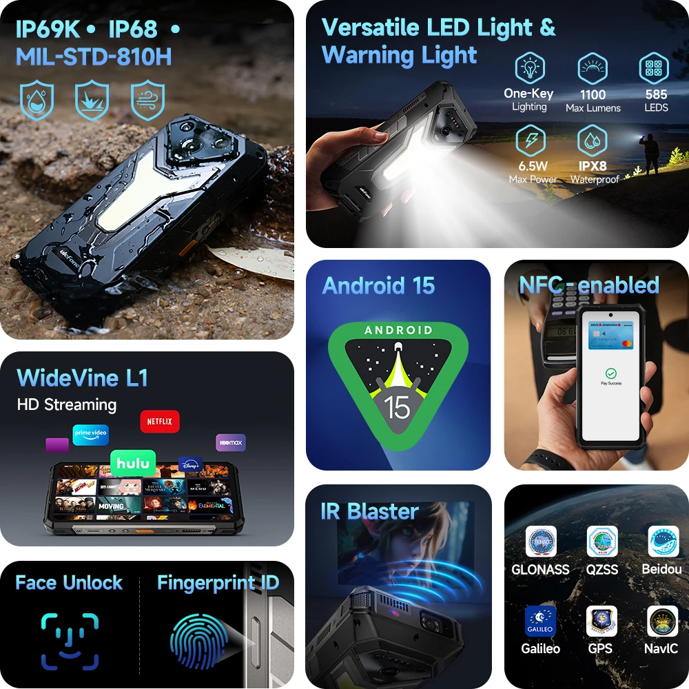 Ulefone Armor 34 Pro 5G – Outdoor-Smartphone, 25500mAh Akku, Projektor, 6,95″ 120Hz – Bild 4