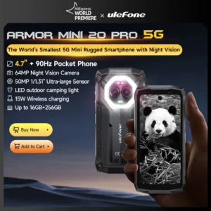 Ulefone Armor Mini 20 Pro 5G Outdoor Smartphone 4,7" Android 14 16GB+256GB 6200mAh 64MP