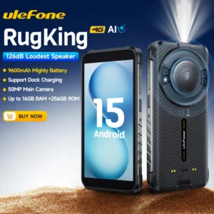 Ulefone RugKing 2025 – Robustes 4G Smartphone, Android 15, 16GB+256GB, 9600mAh, 50MP, NFC, Wasserdicht