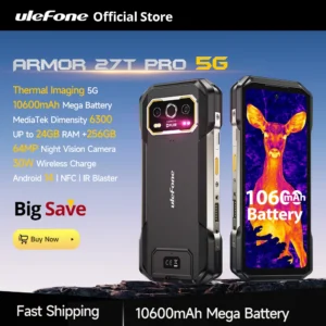 Ulefone Armor 27T Pro 5G – Outdoor-Smartphone, 10600mAh Akku, 64MP Nachtsicht, 6,78″ 120Hz